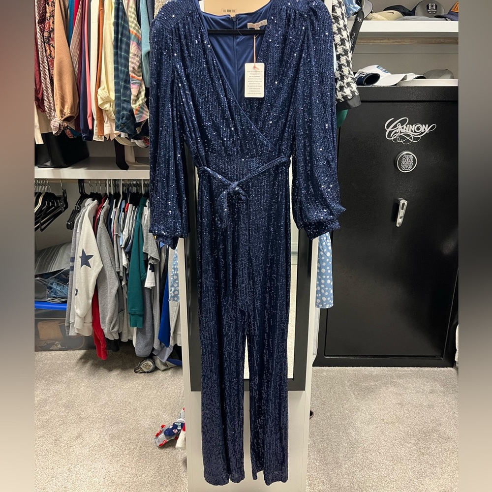 Navy Sequin Jumpsuit